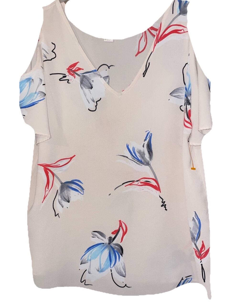 C&E Women’s Off The Shoulder Floral Light Weight Summer Blouse Sz S V-Neck